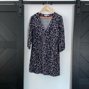 Boden Gray And Black Rose Dress Size 12R